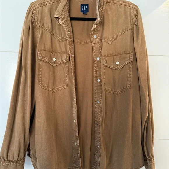 GAP Tan Western Snap-Front Shirt - Picture 3 of 3